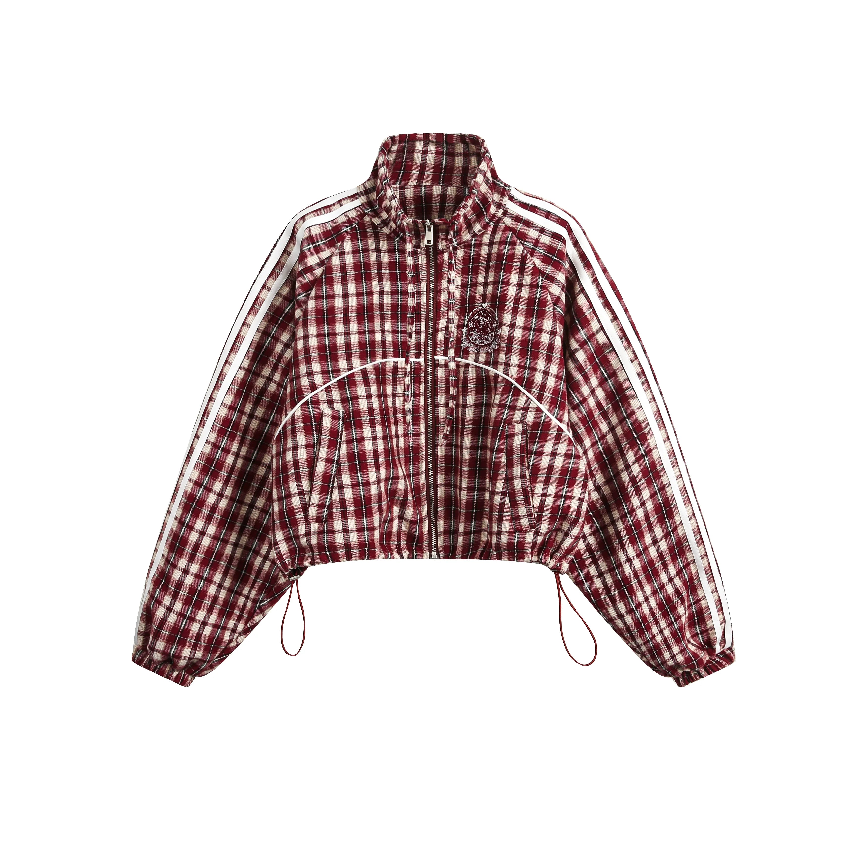 Short Loose Plaid Jacket & Skirt Set-Up
