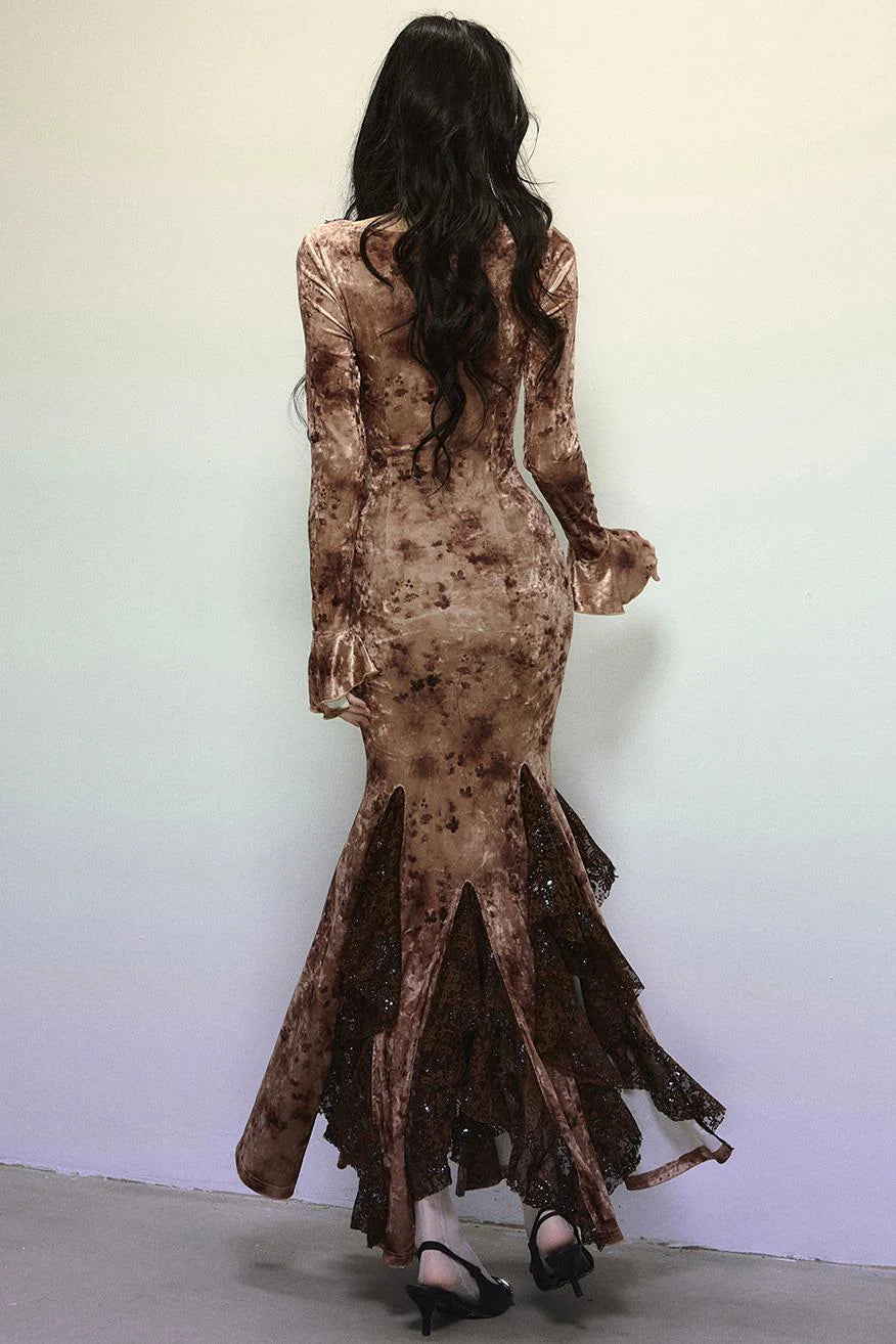 Deep V Mermaid Lace Dress