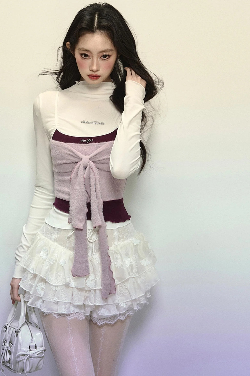 High-Waisted Jacquard Short Skirt