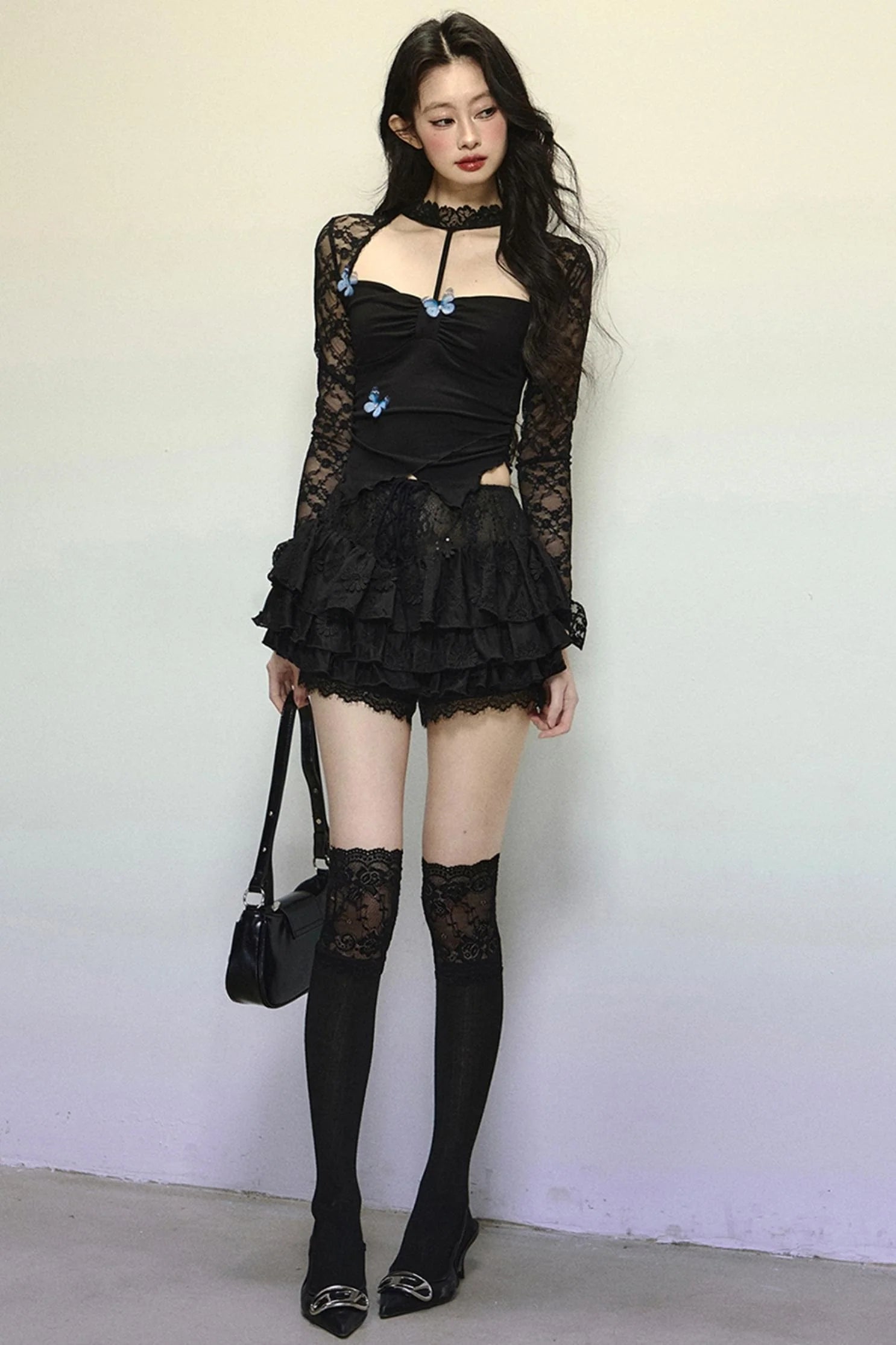 High-Waisted Jacquard Short Skirt