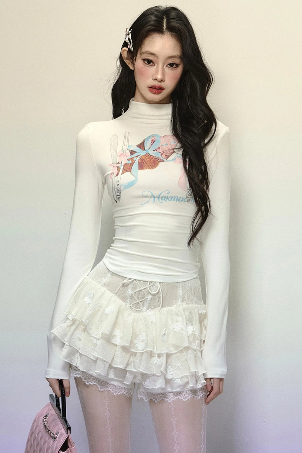 High-Waisted Jacquard Short Skirt