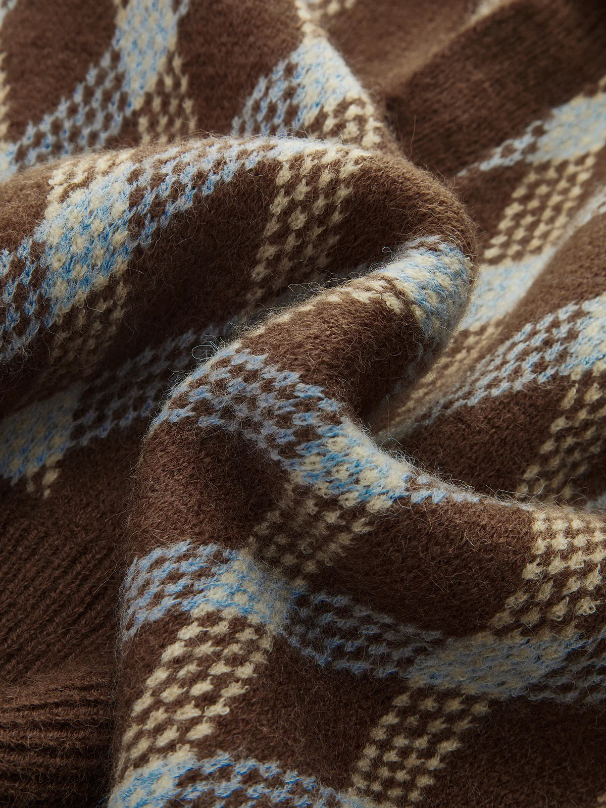 Argyle Patterned Collared Knit Sweater