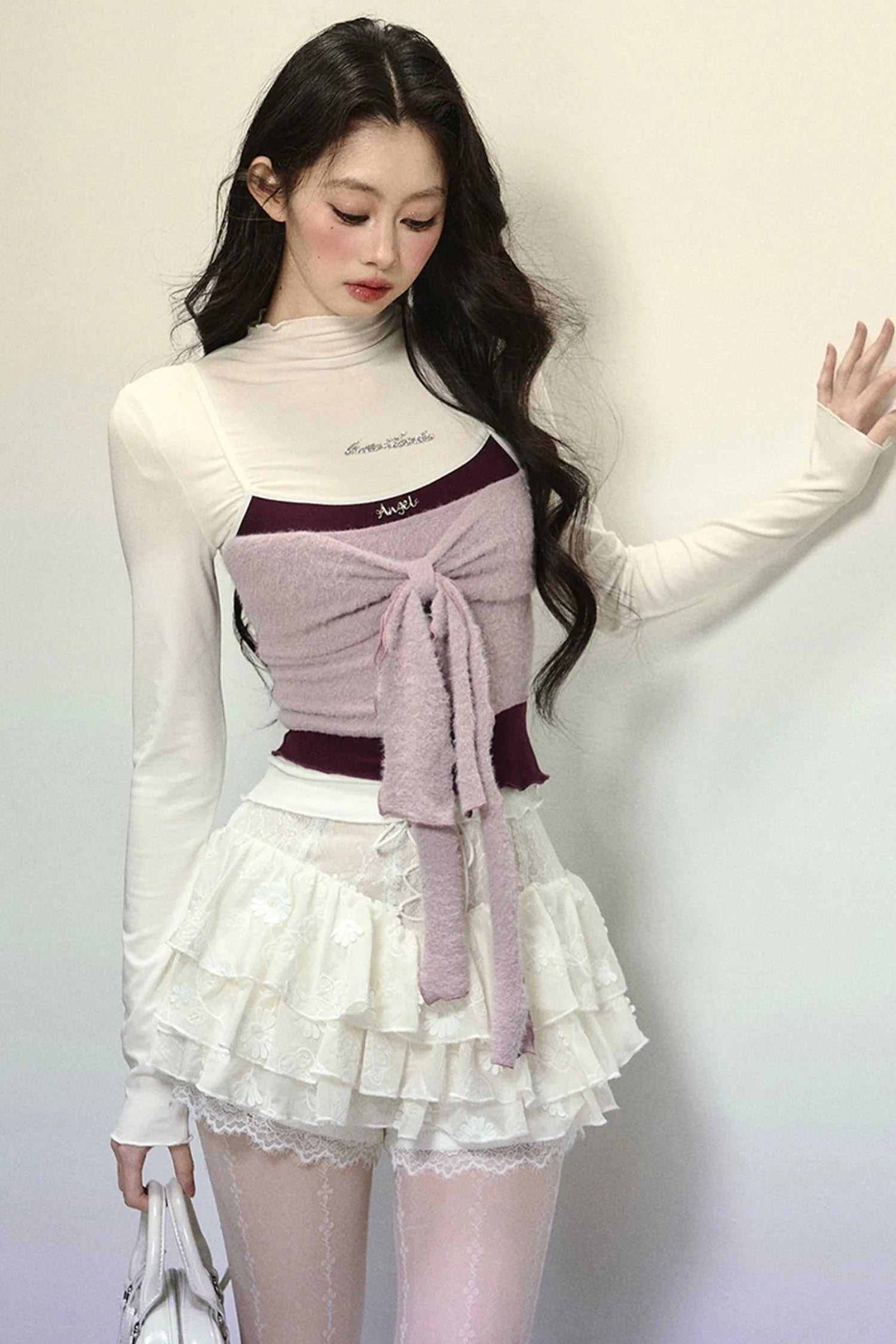 High-Waisted Jacquard Short Skirt
